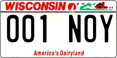 WI license plate 001NOY