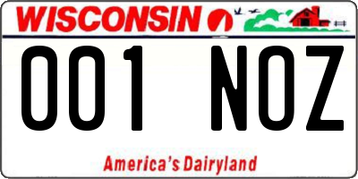 WI license plate 001NOZ