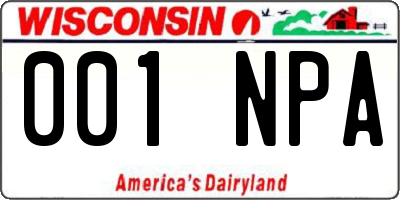 WI license plate 001NPA