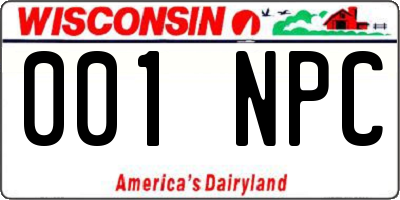 WI license plate 001NPC