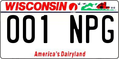 WI license plate 001NPG