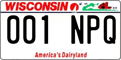 WI license plate 001NPQ