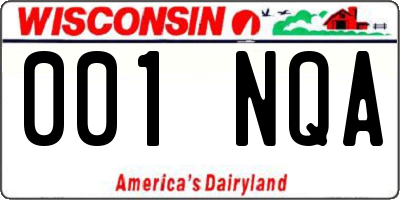 WI license plate 001NQA
