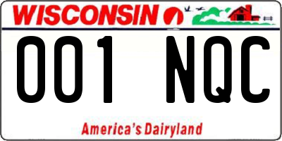 WI license plate 001NQC