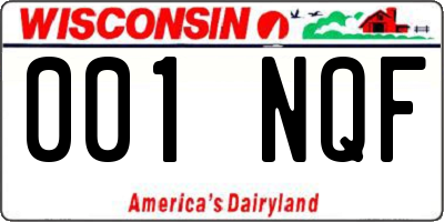 WI license plate 001NQF