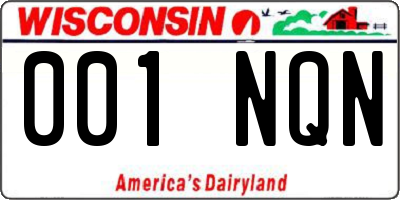 WI license plate 001NQN