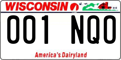 WI license plate 001NQO