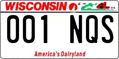 WI license plate 001NQS