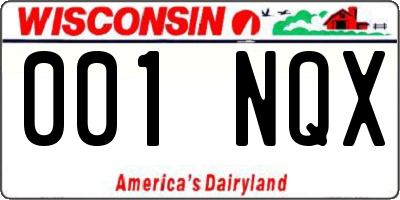 WI license plate 001NQX