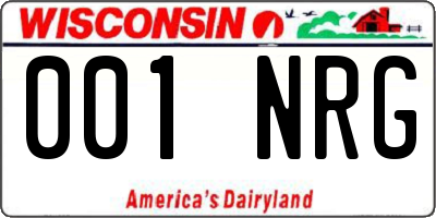 WI license plate 001NRG
