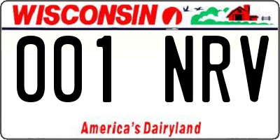WI license plate 001NRV