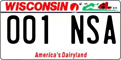 WI license plate 001NSA