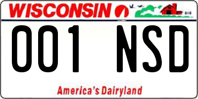 WI license plate 001NSD