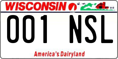 WI license plate 001NSL