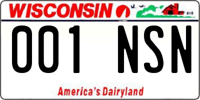 WI license plate 001NSN