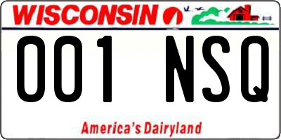 WI license plate 001NSQ