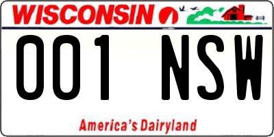 WI license plate 001NSW