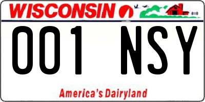 WI license plate 001NSY