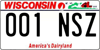 WI license plate 001NSZ