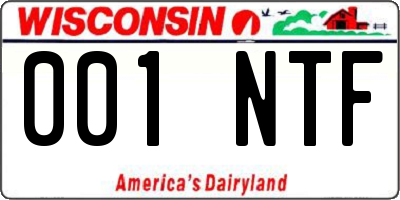 WI license plate 001NTF