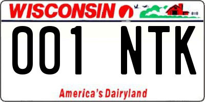 WI license plate 001NTK