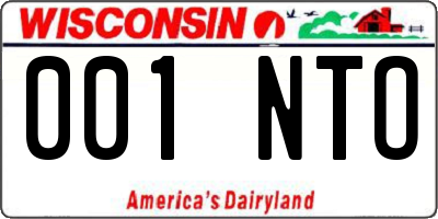 WI license plate 001NTO