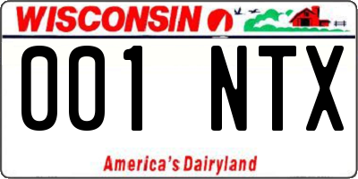 WI license plate 001NTX