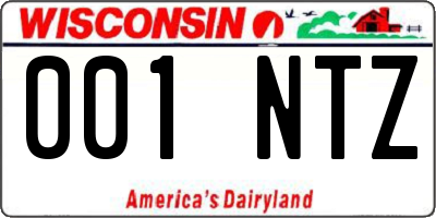 WI license plate 001NTZ