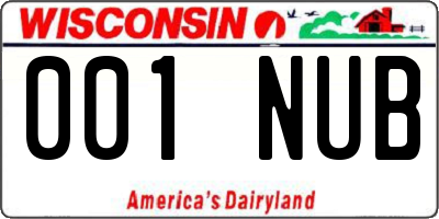 WI license plate 001NUB