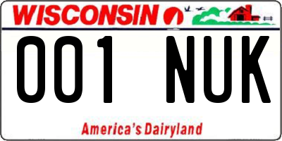 WI license plate 001NUK