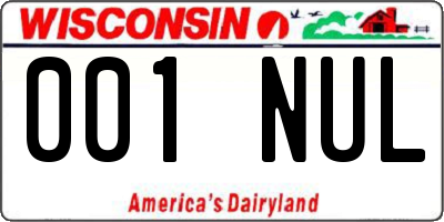 WI license plate 001NUL