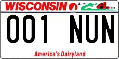 WI license plate 001NUN