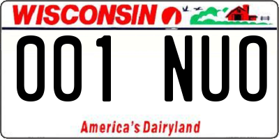 WI license plate 001NUO