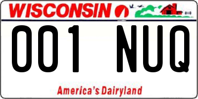 WI license plate 001NUQ