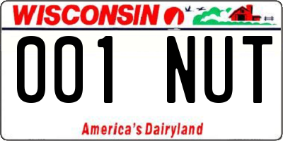 WI license plate 001NUT