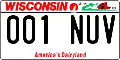 WI license plate 001NUV