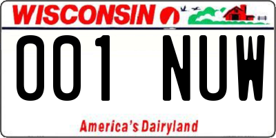 WI license plate 001NUW