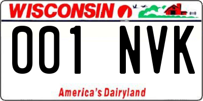 WI license plate 001NVK