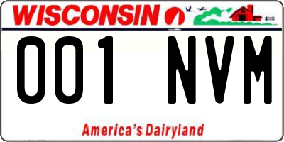 WI license plate 001NVM