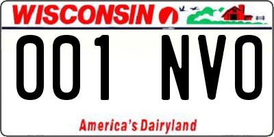 WI license plate 001NVO