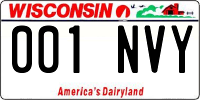 WI license plate 001NVY