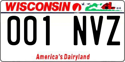 WI license plate 001NVZ