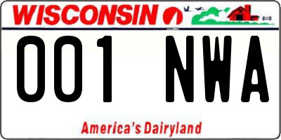 WI license plate 001NWA