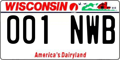 WI license plate 001NWB