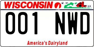 WI license plate 001NWD