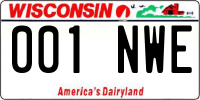 WI license plate 001NWE
