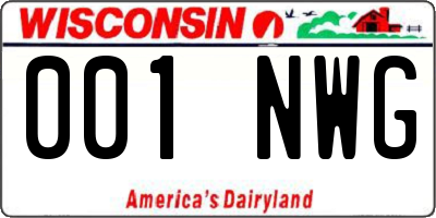 WI license plate 001NWG