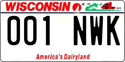 WI license plate 001NWK