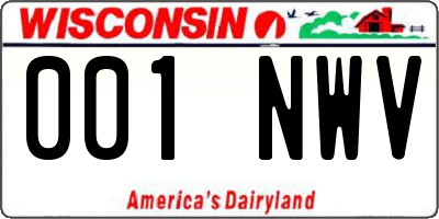WI license plate 001NWV