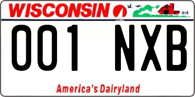 WI license plate 001NXB